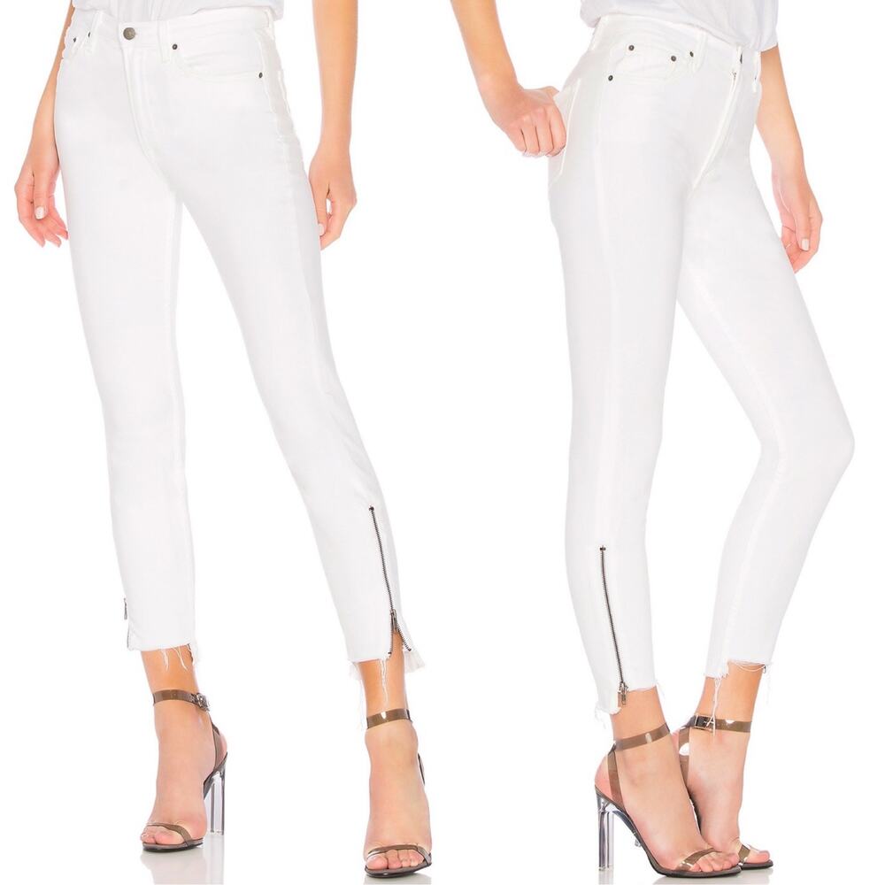 GRLFRND Kendall High Rise Zipper Jeans White Noise